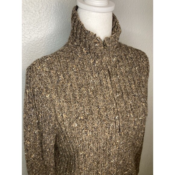 Charter Club Petite Sweater Womens S Brown Wool Blend Zip Front Ribbed Cardigan - Picture 3 of 8